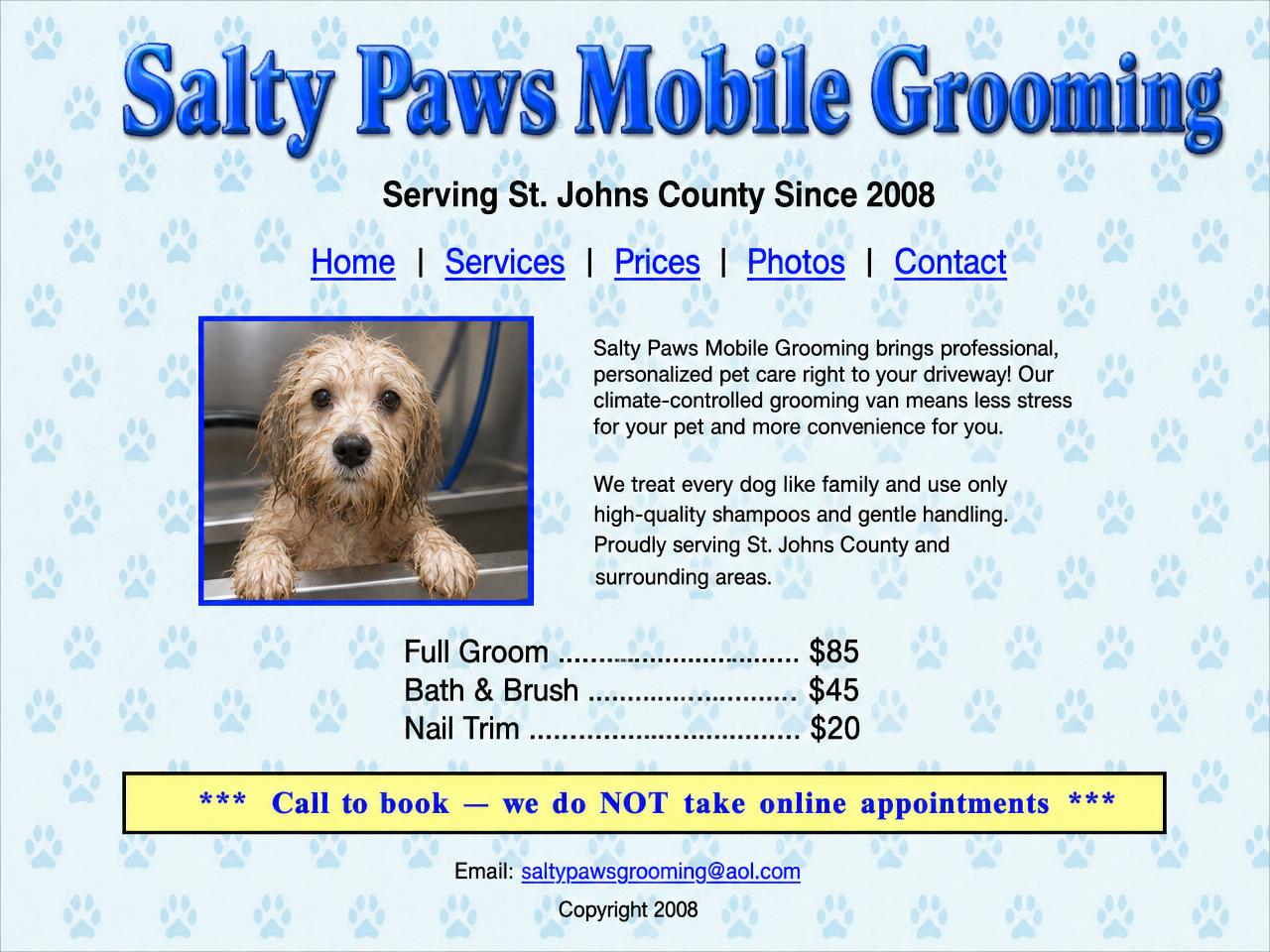 Salty Paws Mobile Grooming — St. Johns — illustrative concept starting point